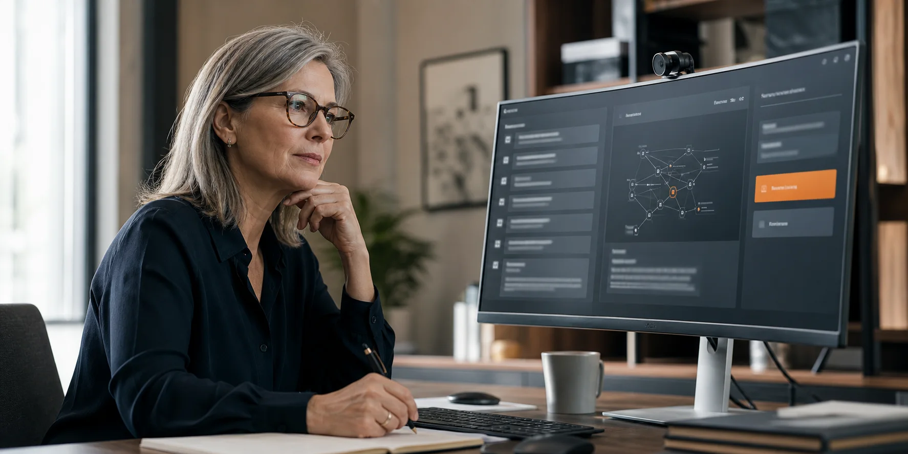 Authorised professional reviewing an AI-prepared case before approval