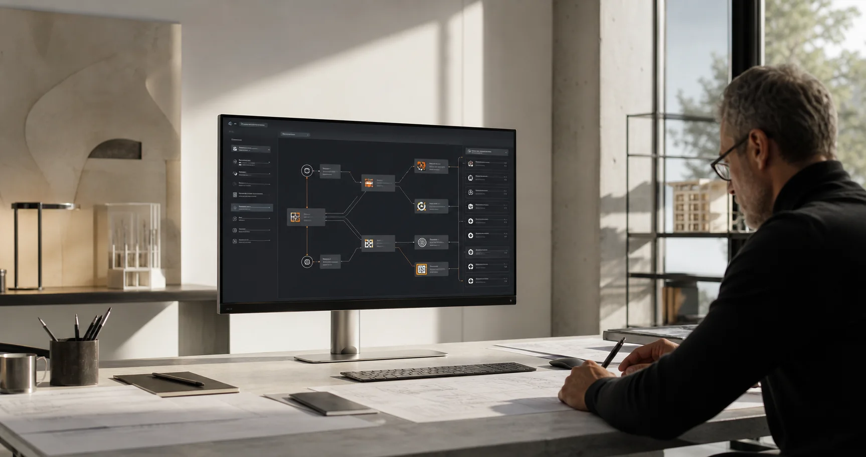 Enterprise operator reviewing a connected operational workflow in the Intelliger platform